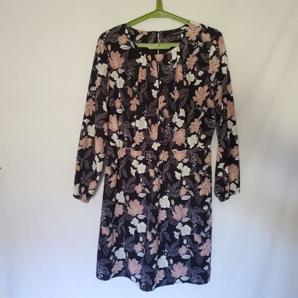 41 Hawthorn Womens Floral Leaf Print Keyhole Long Sleeve Dress Size M Petite - Picture 5 of 7
